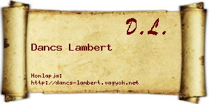Dancs Lambert névjegykártya
